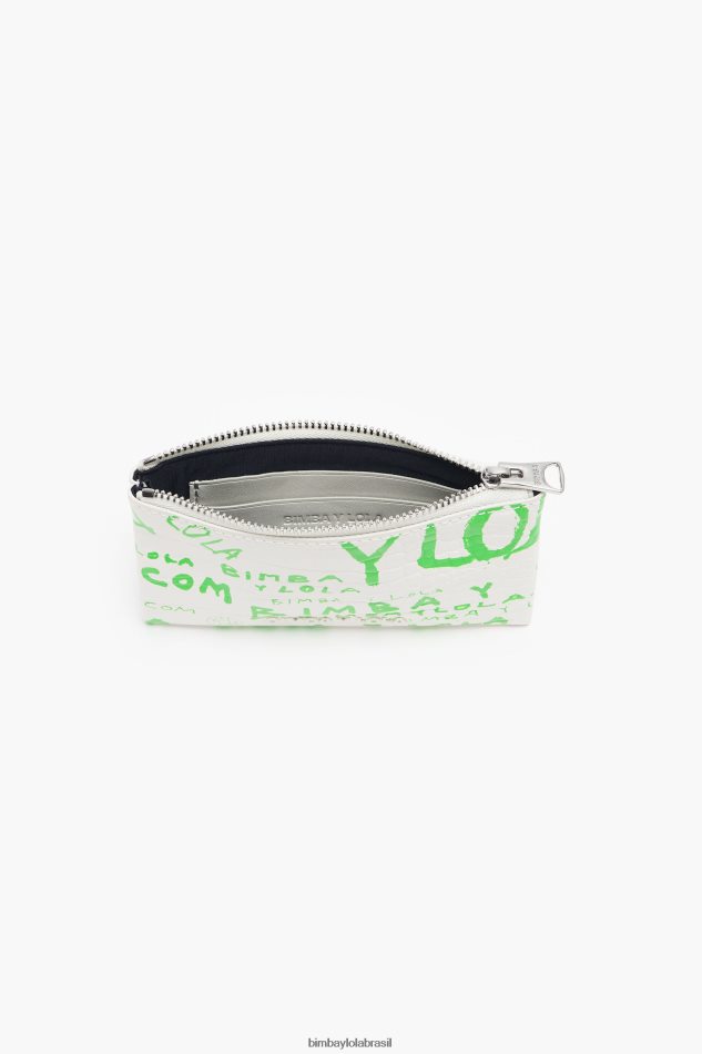 acessórios Bimba Y Lola porta-moedas retangular com estampa de crocodilo branco P28JFH1042