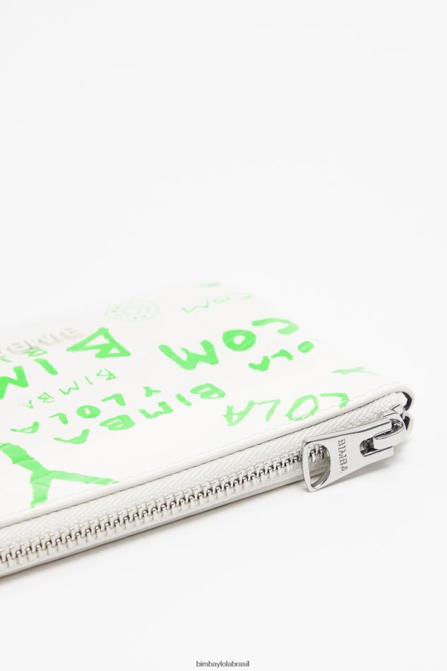acessórios Bimba Y Lola porta-moedas retangular com estampa de crocodilo branco P28JFH1042