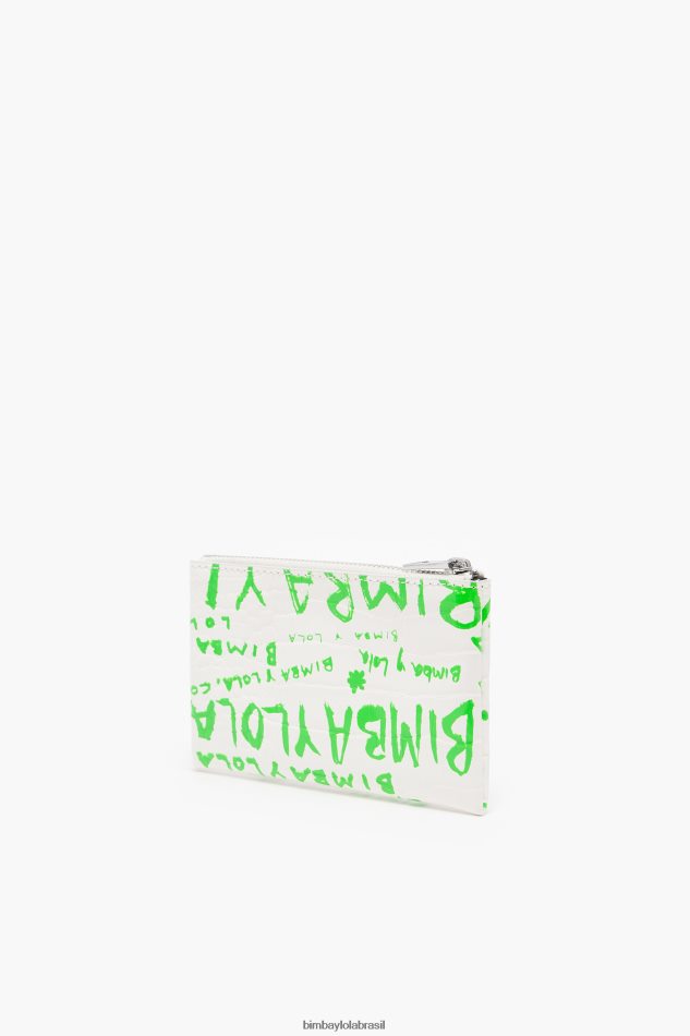 acessórios Bimba Y Lola porta-moedas retangular com estampa de crocodilo branco P28JFH1042