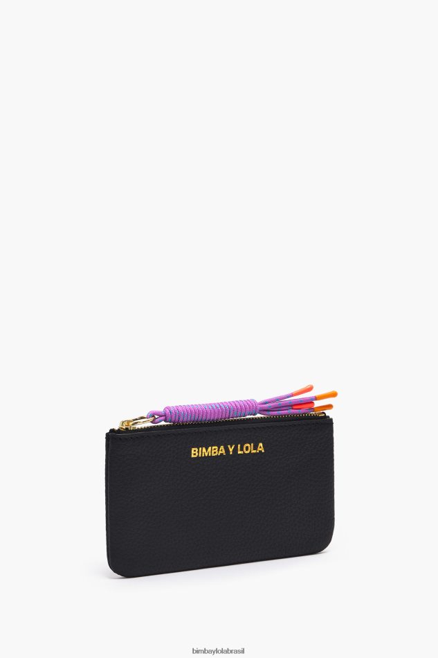 acessórios Bimba Y Lola porta-moedas retangular de couro preto P28JFH991