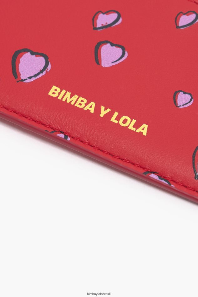 acessórios Bimba Y Lola porta-moedas retangular em couro com estampa de pequenos corações vermelho P28JFH1009