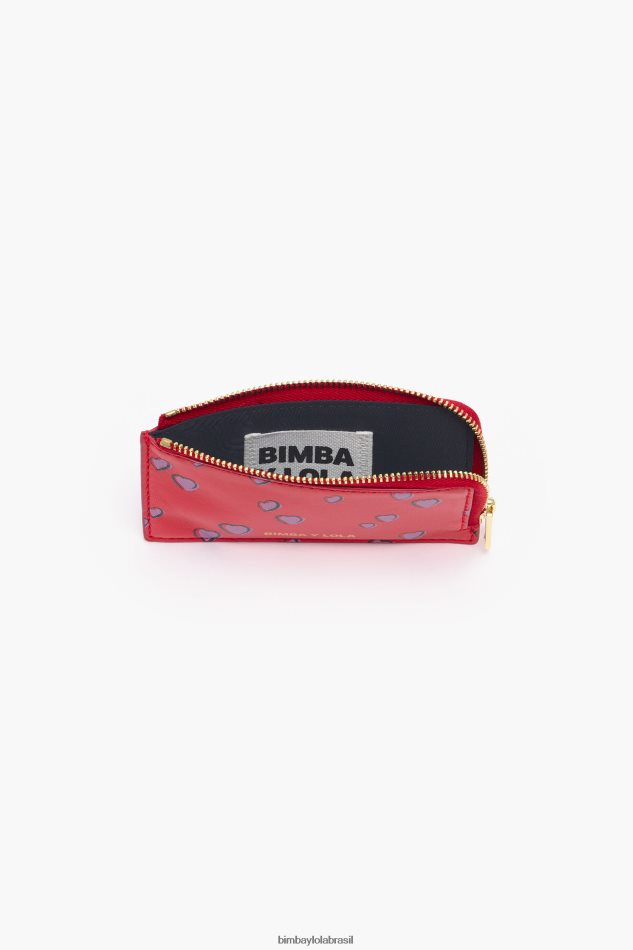 acessórios Bimba Y Lola porta-moedas retangular em couro com estampa de pequenos corações vermelho P28JFH1009