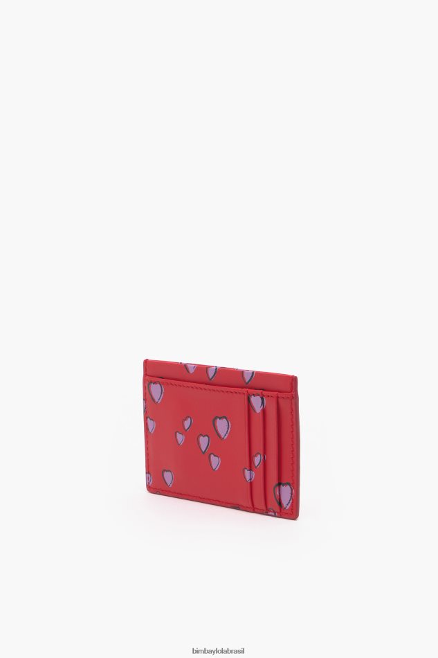 acessórios Bimba Y Lola porta cartão de corações pequenos de couro vermelho P28JFH1006