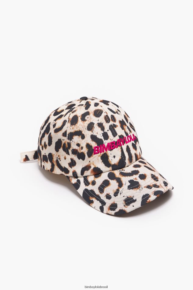 acessórios Bimba Y Lola boné de algodão com estampa de leopardo natural P28JFH867