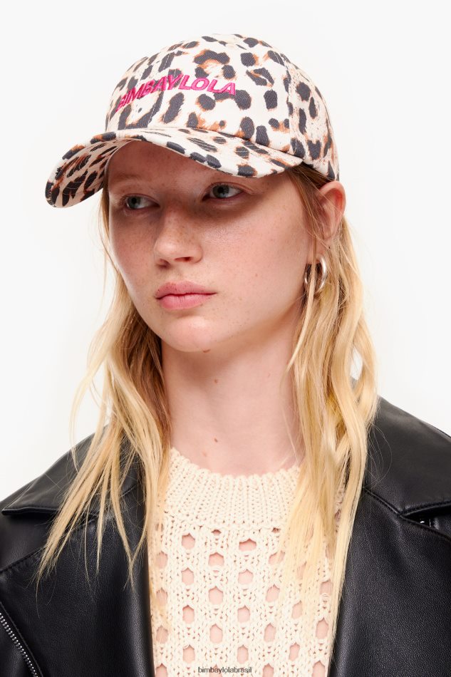 acessórios Bimba Y Lola boné de algodão com estampa de leopardo natural P28JFH867