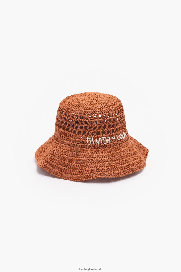 acessórios Bimba Y Lola chapéu balde de ráfia laranja P28JFH853