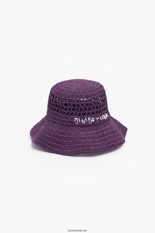 acessórios Bimba Y Lola chapéu balde de ráfia roxo P28JFH855