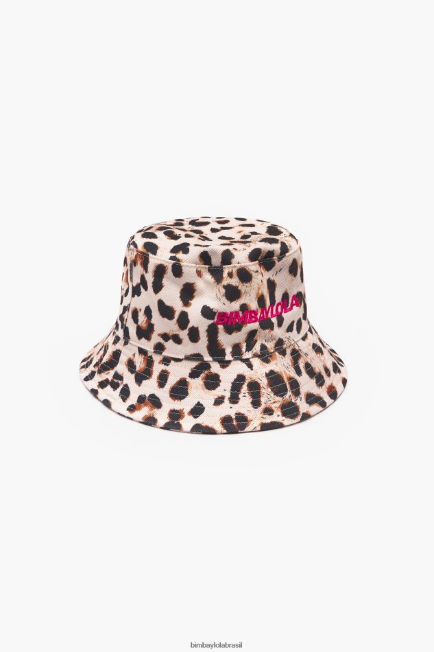acessórios Bimba Y Lola chapéu bucket de algodão com estampa de leopardo natural P28JFH866