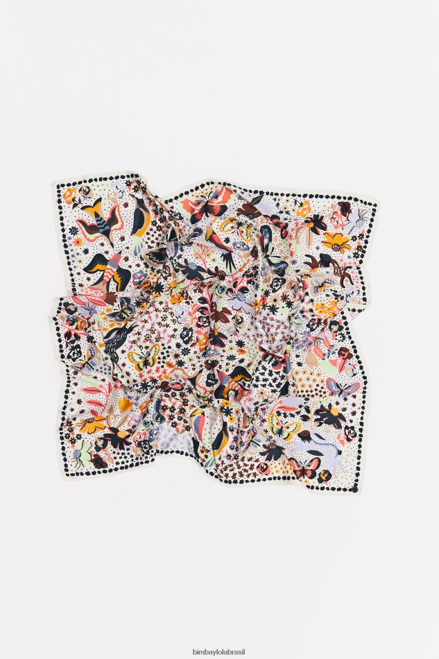 acessórios Bimba Y Lola flores pássaros borboletas cachecol branco P28JFH637