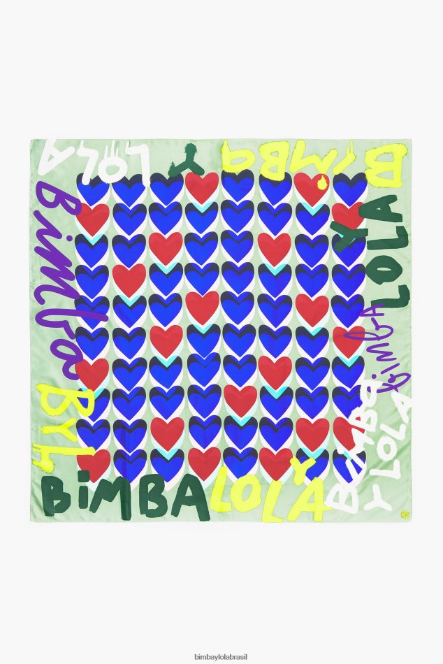 acessórios Bimba Y Lola lenço de logotipo de grafite de corações hortelã P28JFH613