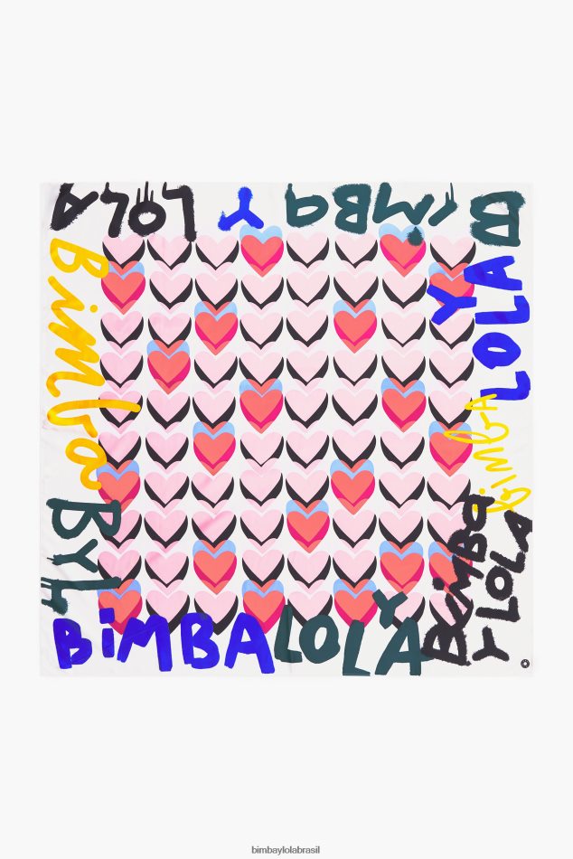 acessórios Bimba Y Lola lenço de logotipo de grafite de corações off white P28JFH614