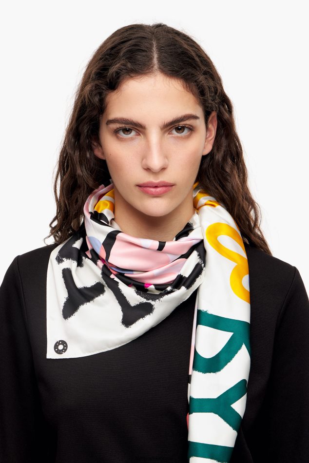 acessórios Bimba Y Lola lenço de logotipo de grafite de corações off white P28JFH614