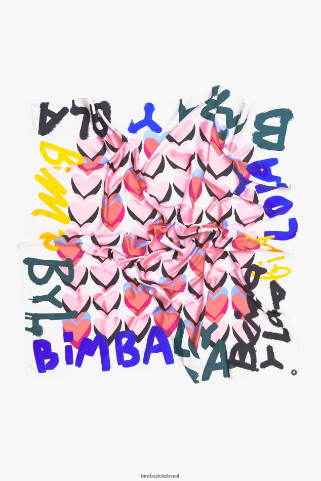 acessórios Bimba Y Lola lenço de logotipo de grafite de corações off white P28JFH614