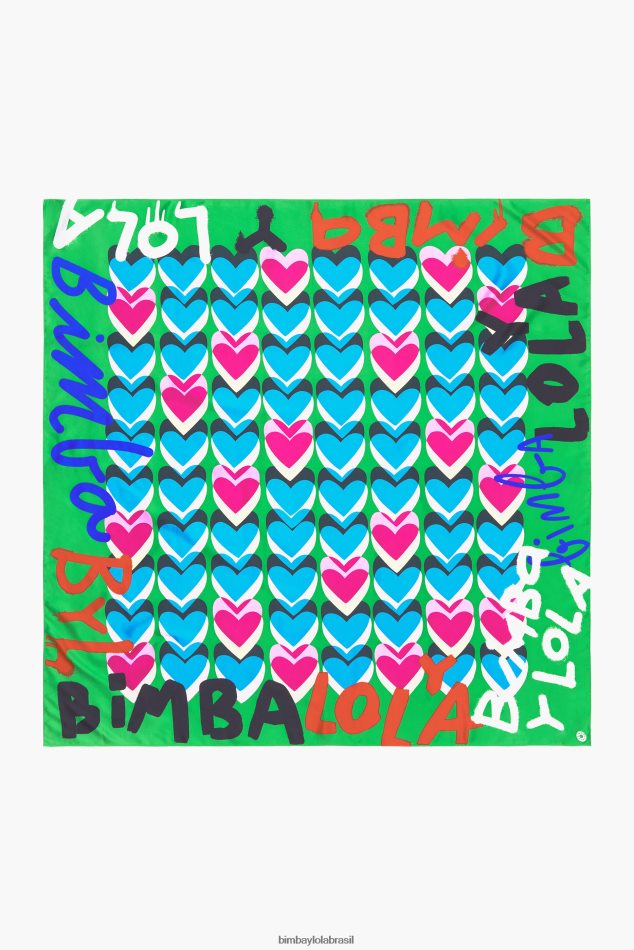 acessórios Bimba Y Lola lenço de logotipo de grafite de corações verde P28JFH616
