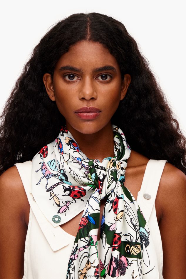 acessórios Bimba Y Lola lenço de logotipo de insetos e coral off white P28JFH643