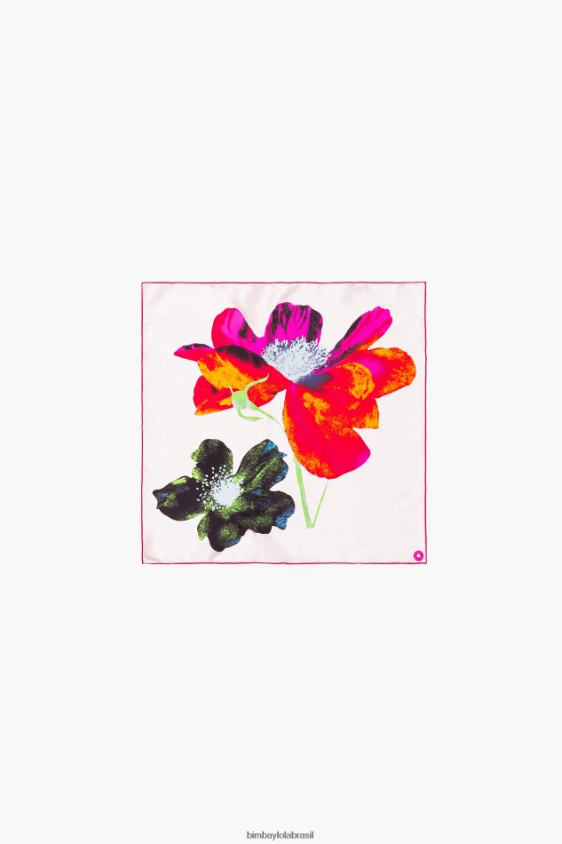 acessórios Bimba Y Lola lenço de seda floral off white P28JFH606