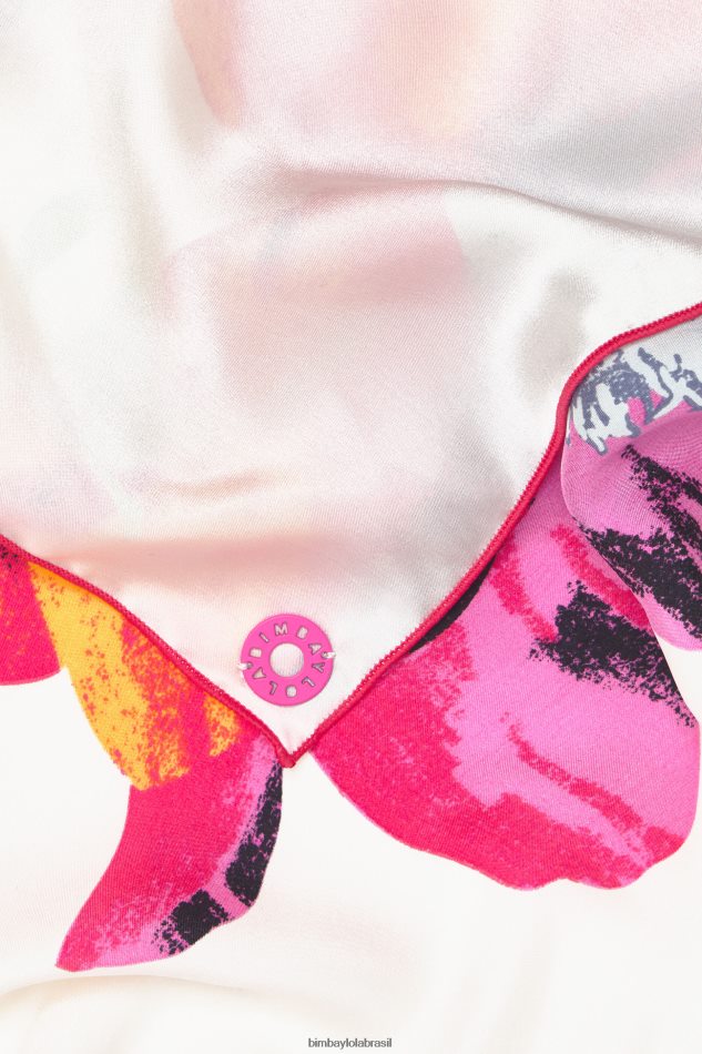 acessórios Bimba Y Lola lenço de seda floral off white P28JFH606