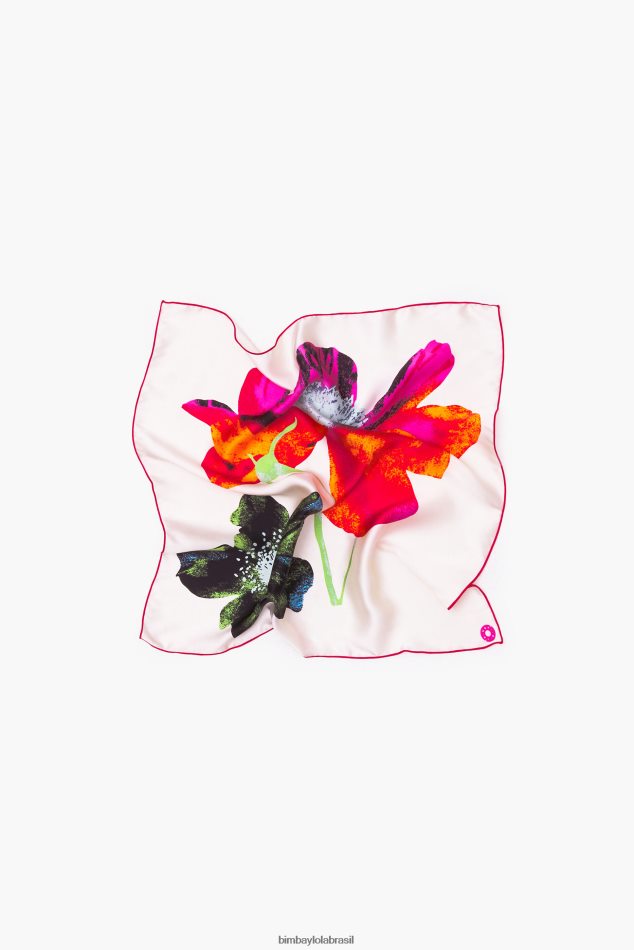 acessórios Bimba Y Lola lenço de seda floral off white P28JFH606
