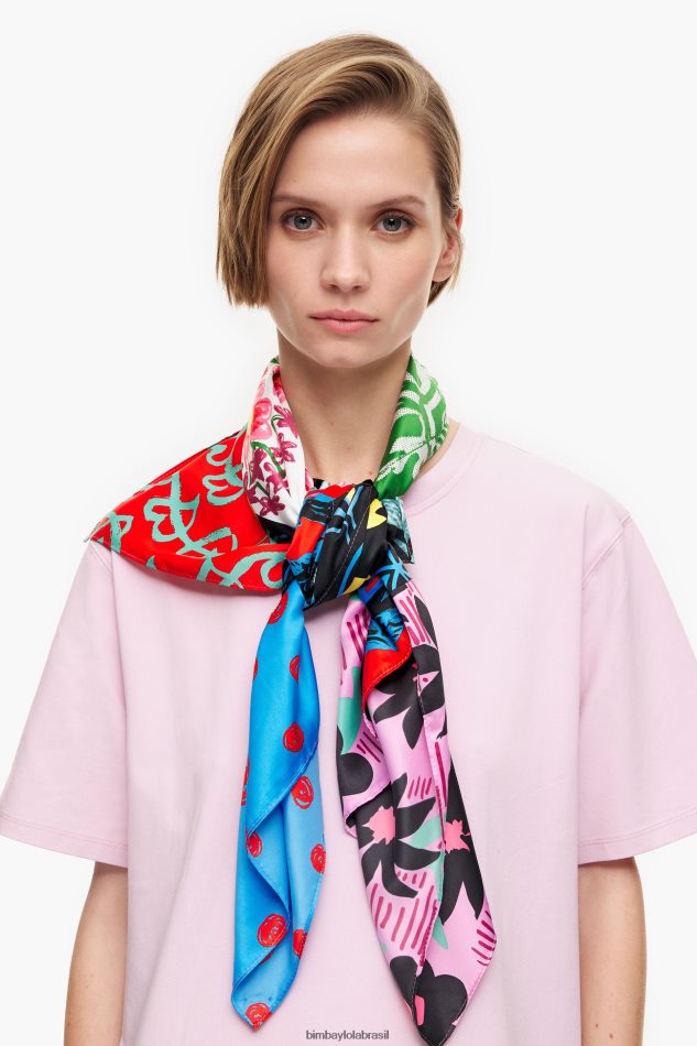 acessórios Bimba Y Lola lenço estampado patchwork azul P28JFH649