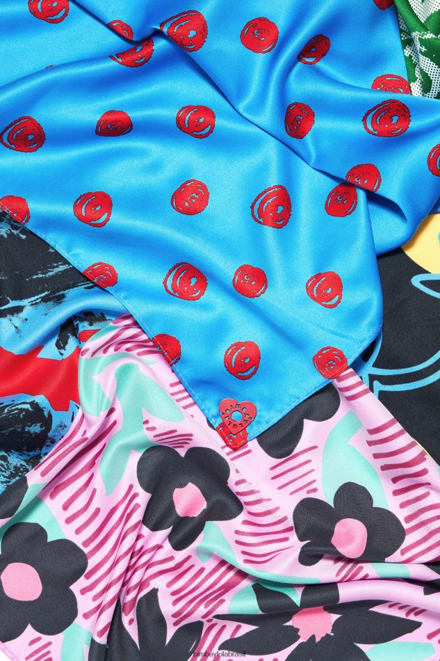 acessórios Bimba Y Lola lenço estampado patchwork azul P28JFH649