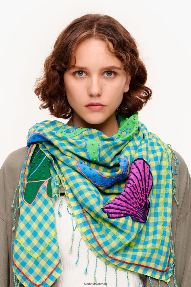 acessórios Bimba Y Lola xale bordado amarelo P28JFH633