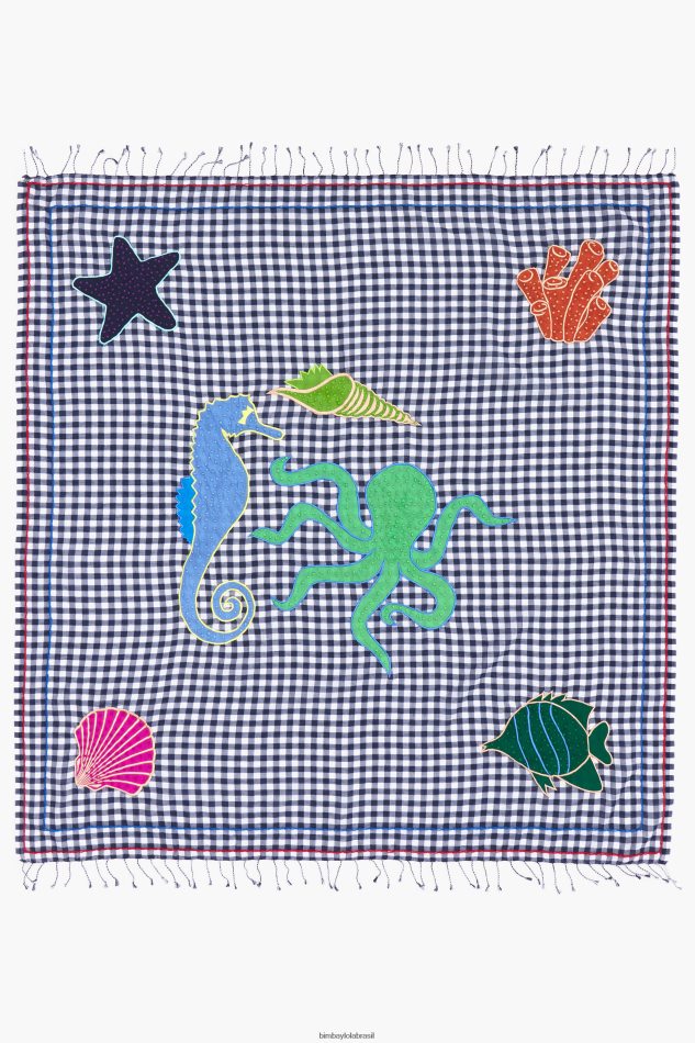 acessórios Bimba Y Lola xale bordado azul-marinho P28JFH632