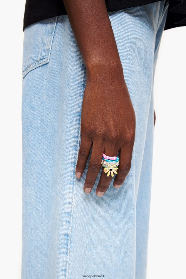 acessórios Bimba Y Lola anel de esmalte de cristal multicolorido P28JFH681