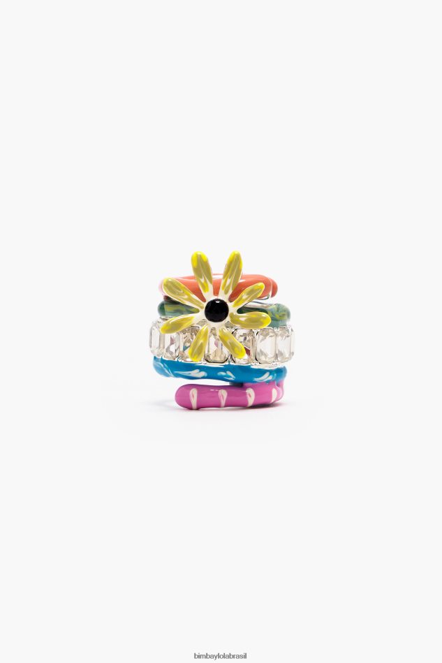 acessórios Bimba Y Lola anel de esmalte de cristal multicolorido P28JFH681