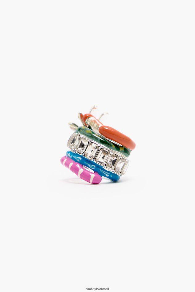acessórios Bimba Y Lola anel de esmalte de cristal multicolorido P28JFH681
