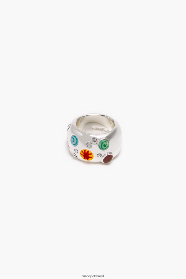 acessórios Bimba Y Lola anel de esmalte de cristal multicolorido P28JFH683