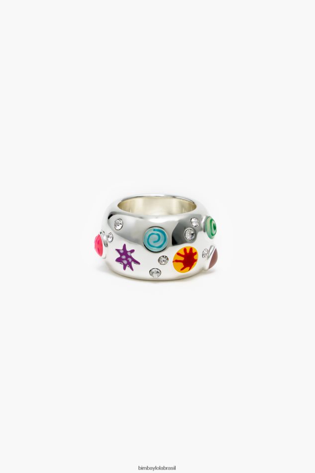 acessórios Bimba Y Lola anel de esmalte de cristal multicolorido P28JFH683