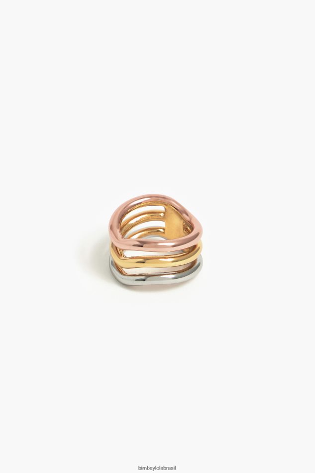 acessórios Bimba Y Lola anel de três tons multigold P28JFH844