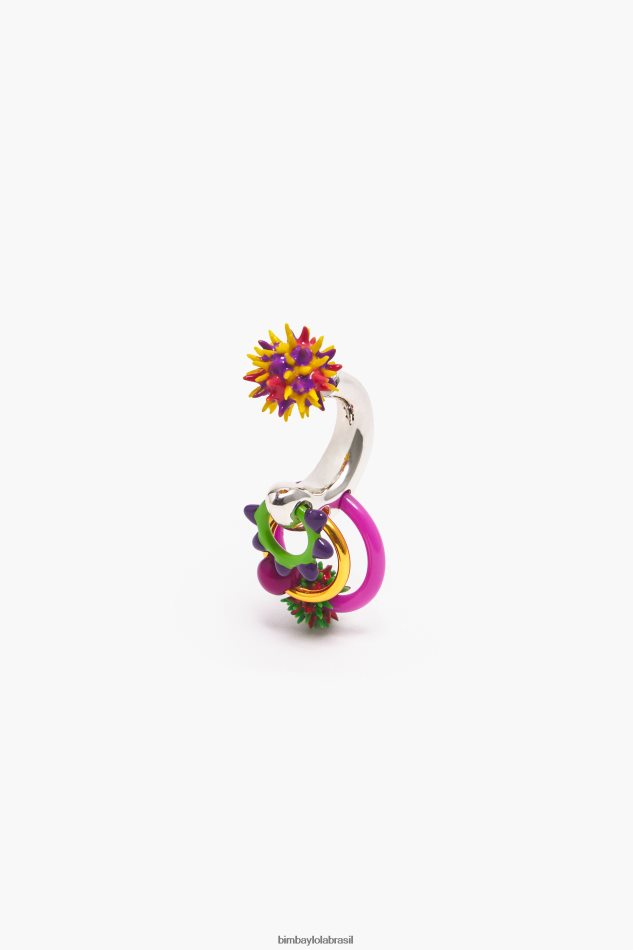 acessórios Bimba Y Lola brinco de argola com peças de esmalte multicolorido P28JFH674