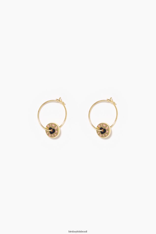 acessórios Bimba Y Lola brincos de argola com logotipo de coração dourado P28JFH805