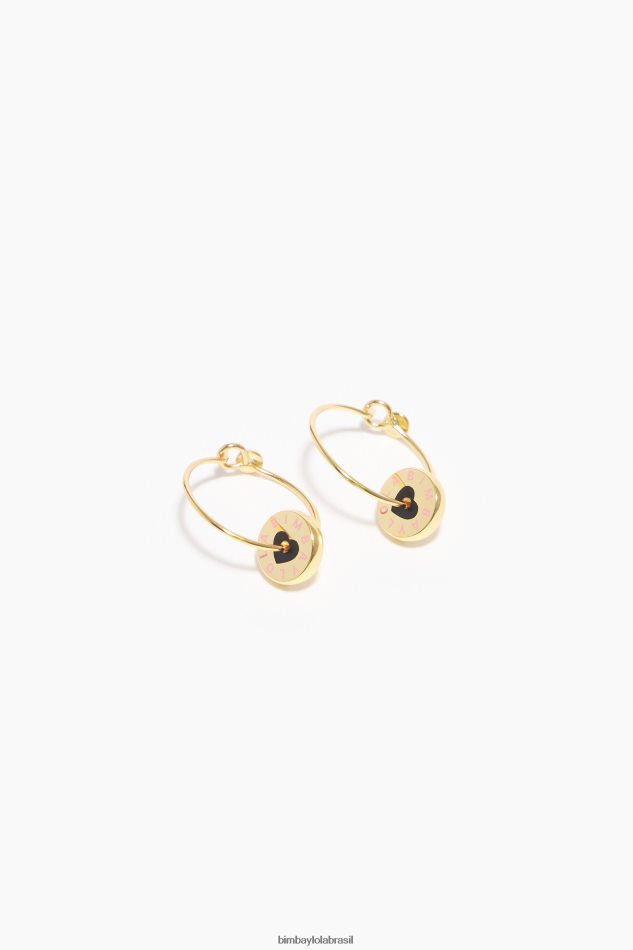 acessórios Bimba Y Lola brincos de argola com logotipo de coração dourado P28JFH805