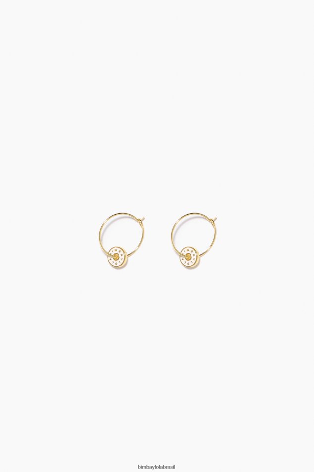 acessórios Bimba Y Lola brincos de argola com logotipo esmaltado branco P28JFH828