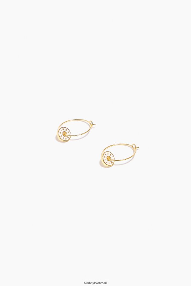 acessórios Bimba Y Lola brincos de argola com logotipo esmaltado branco P28JFH828