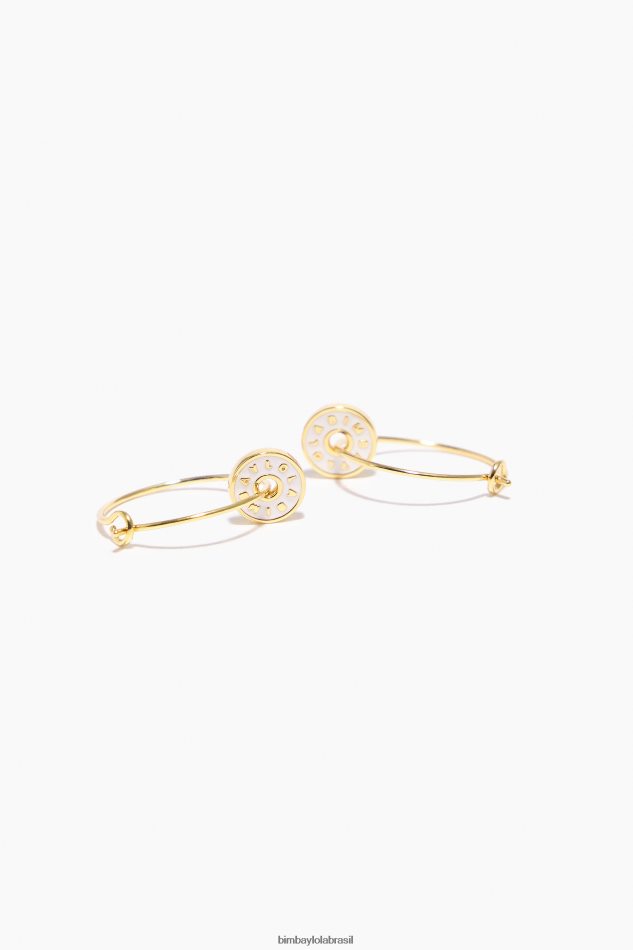 acessórios Bimba Y Lola brincos de argola com logotipo esmaltado branco P28JFH828