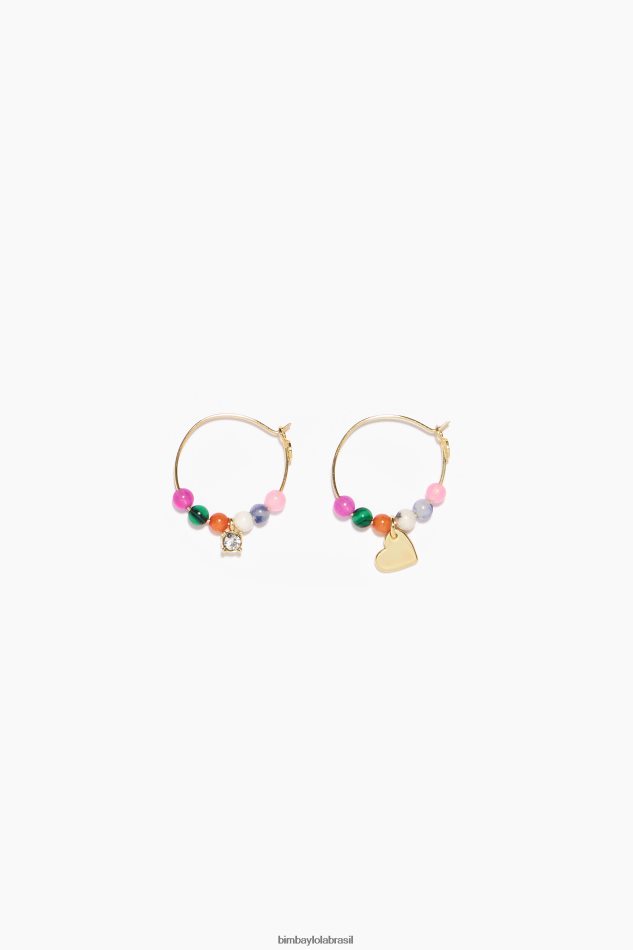 acessórios Bimba Y Lola brincos de argola coração de ouro e cristal P28JFH691