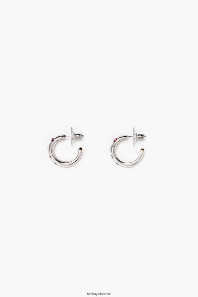acessórios Bimba Y Lola brincos de argola de cristal prata P28JFH677
