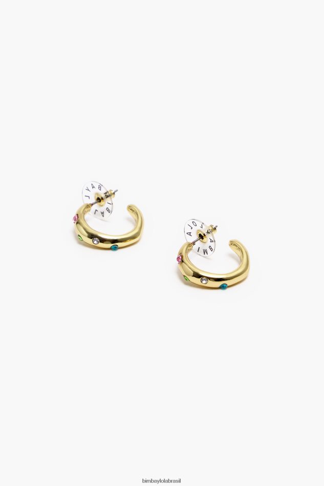 acessórios Bimba Y Lola brincos de argola de ouro cristal P28JFH678