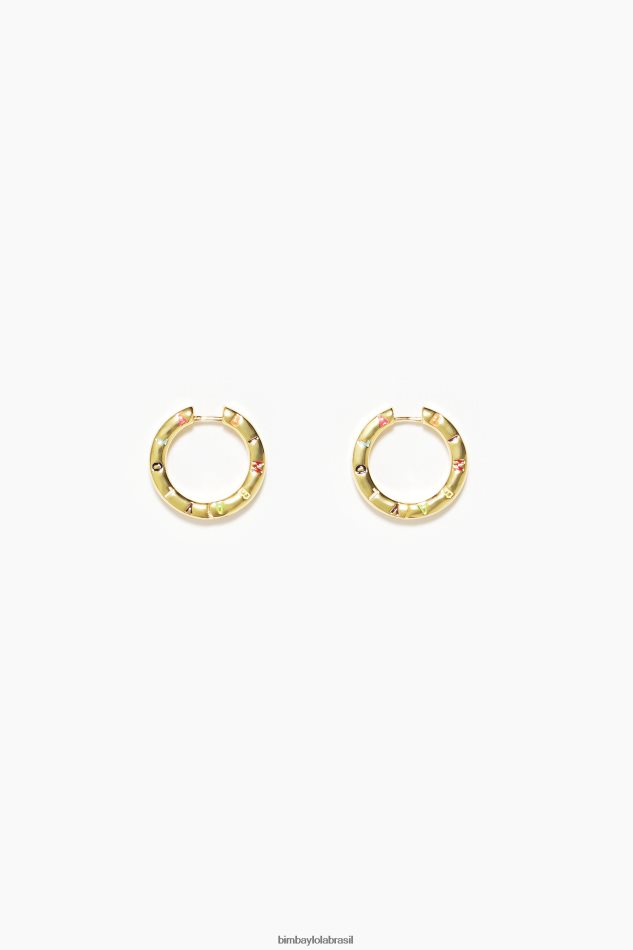 acessórios Bimba Y Lola brincos de argola dourado e multicolorido P28JFH716