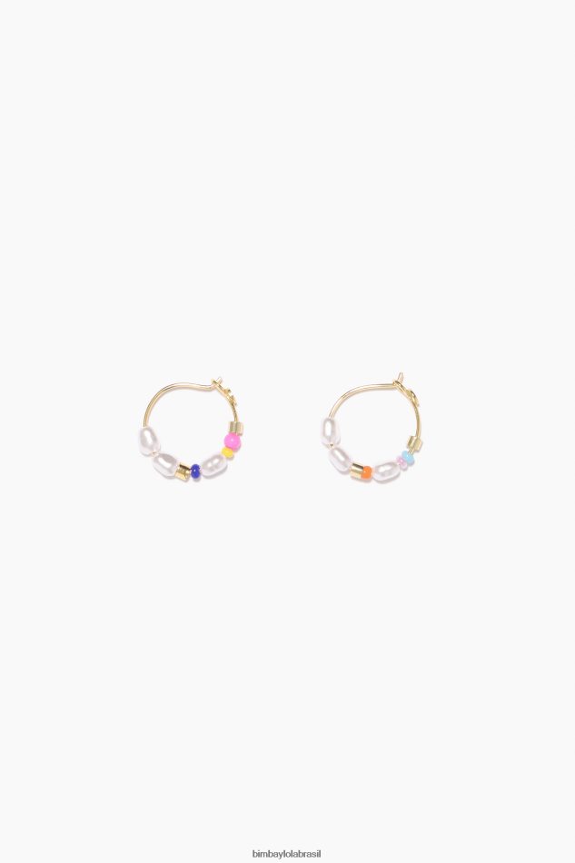 acessórios Bimba Y Lola brincos de argola pérolas e miçangas multicoloridas P28JFH771