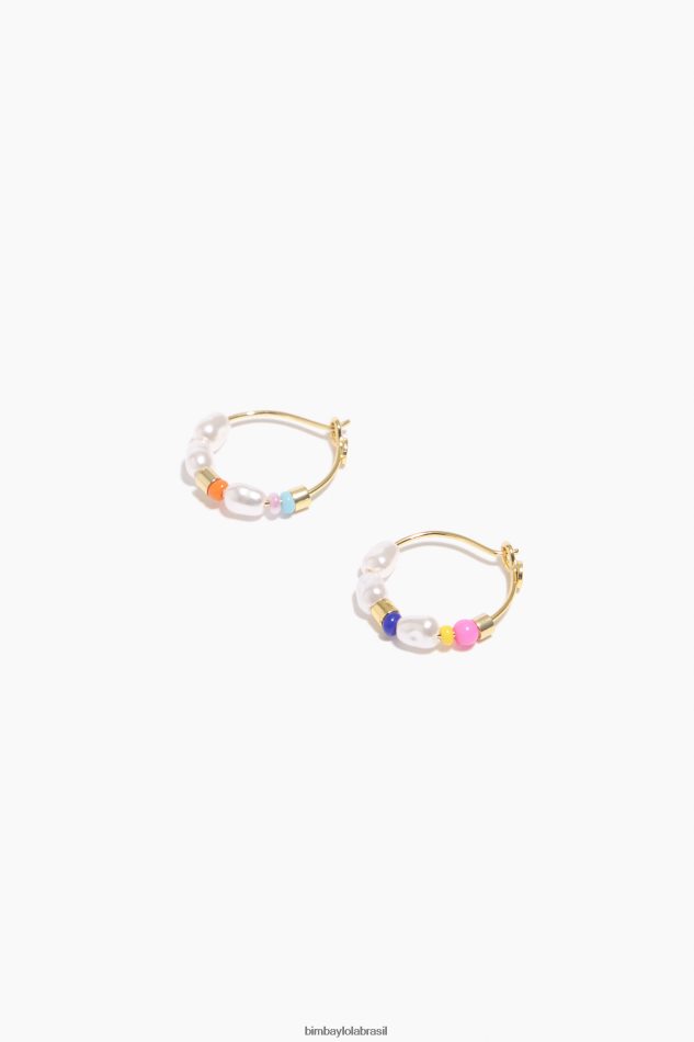 acessórios Bimba Y Lola brincos de argola pérolas e miçangas multicoloridas P28JFH771