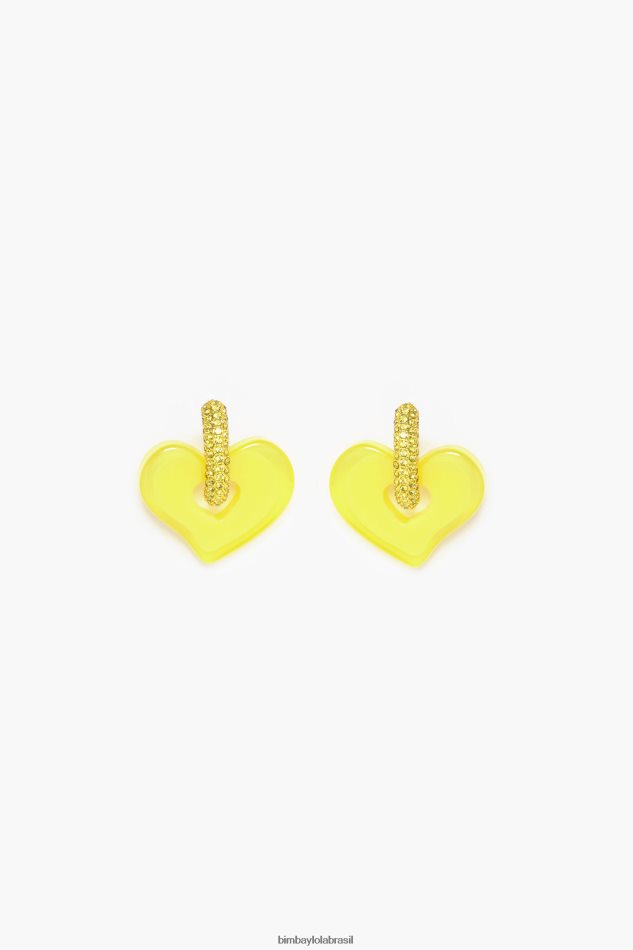acessórios Bimba Y Lola brincos de coração de cristal amarelo P28JFH753