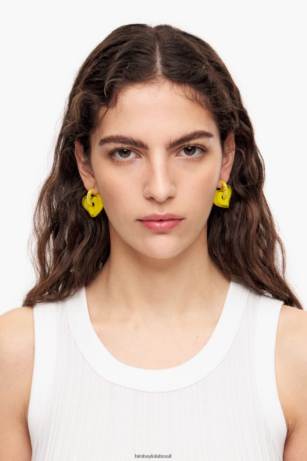 acessórios Bimba Y Lola brincos de coração de cristal amarelo P28JFH753