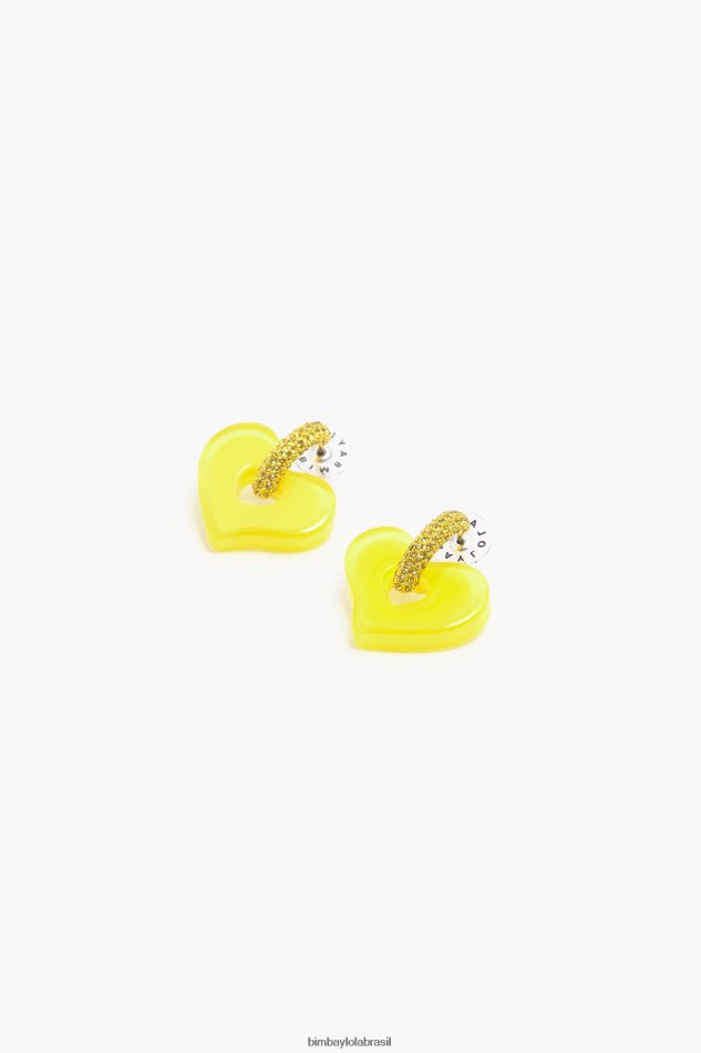 acessórios Bimba Y Lola brincos de coração de cristal amarelo P28JFH753