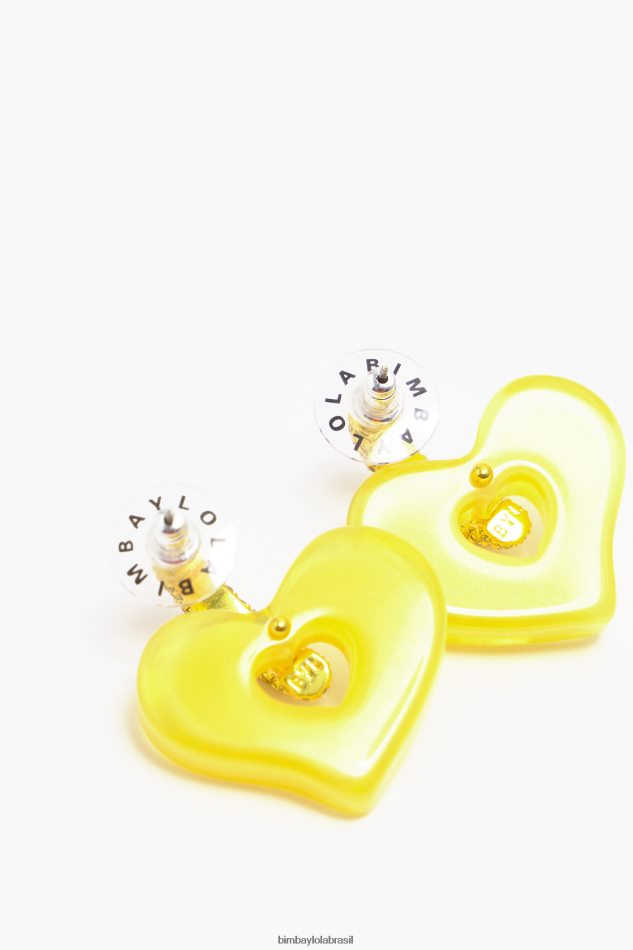 acessórios Bimba Y Lola brincos de coração de cristal amarelo P28JFH753