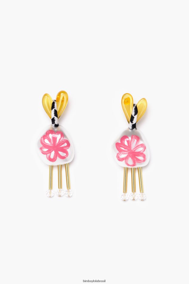 acessórios Bimba Y Lola brincos de coração de resina multicolorido P28JFH744