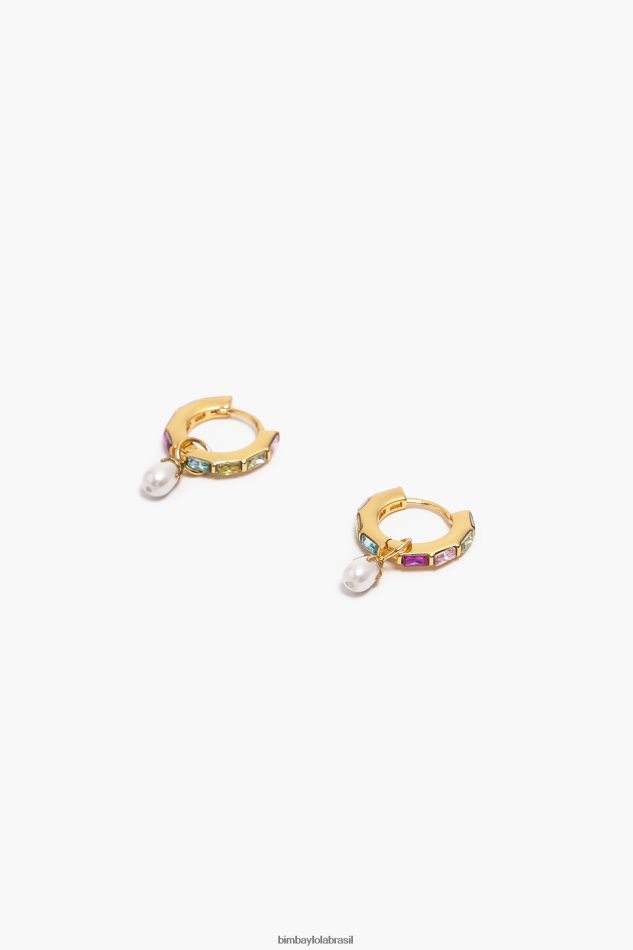 acessórios Bimba Y Lola brincos de pérola de cristal multicolorido P28JFH784